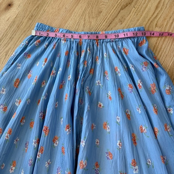 Vintage 100% Silk Floral Asymmetrical Maxi Skirt Elastic Waist Small - Picture 4 of 7